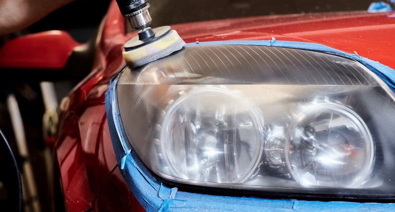 cleaning car headlights